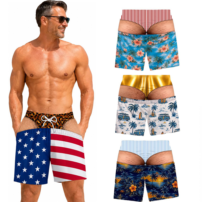 Swim Trunk Quick Dry - Yenilikçi Erkek Deniz Şortu Komik Tüylü