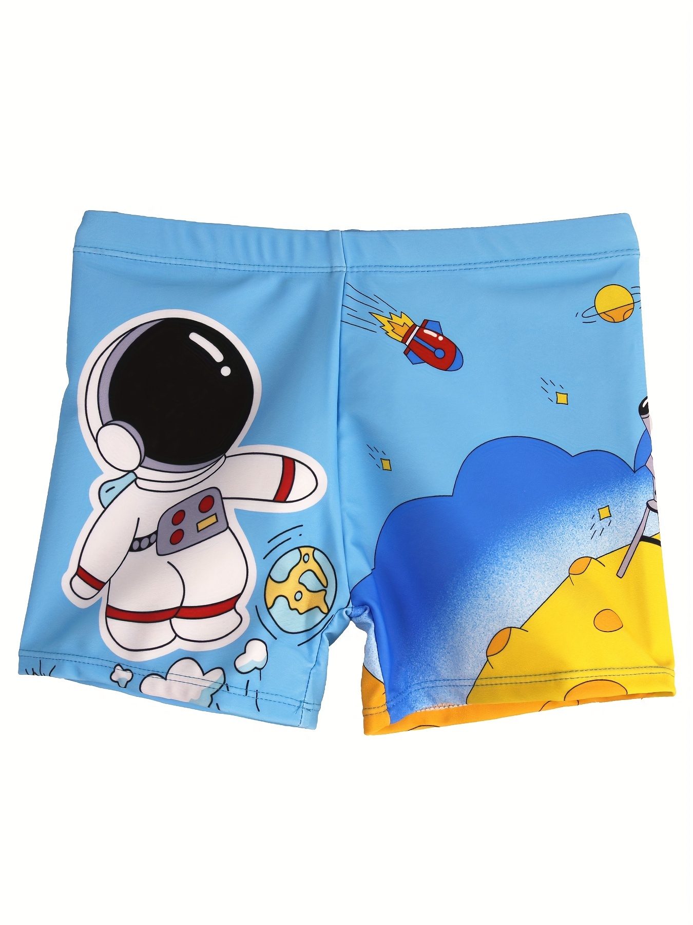 Swim Trunk Quick Dry - Karikatür astronot desen hızlı kuru yüzmek