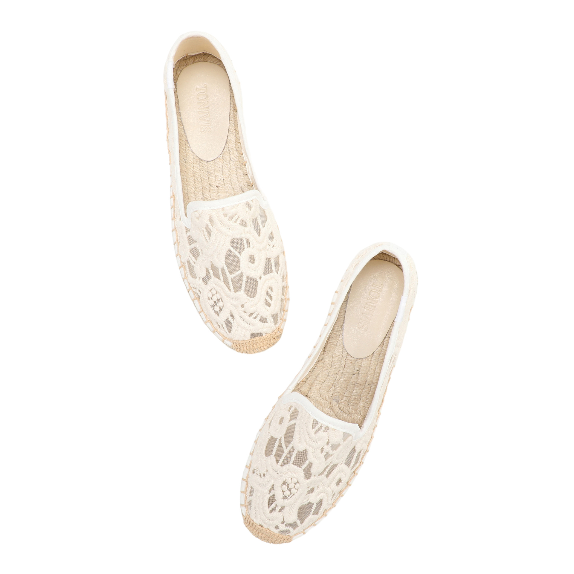 Espadrille Slip On - Kadın Dantel Espadrilles Babetler Zarif Yazlık