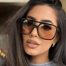 Sunglasses Aviator Polarized - Siyah Çift Köprülü Aviator Tarzı Kare