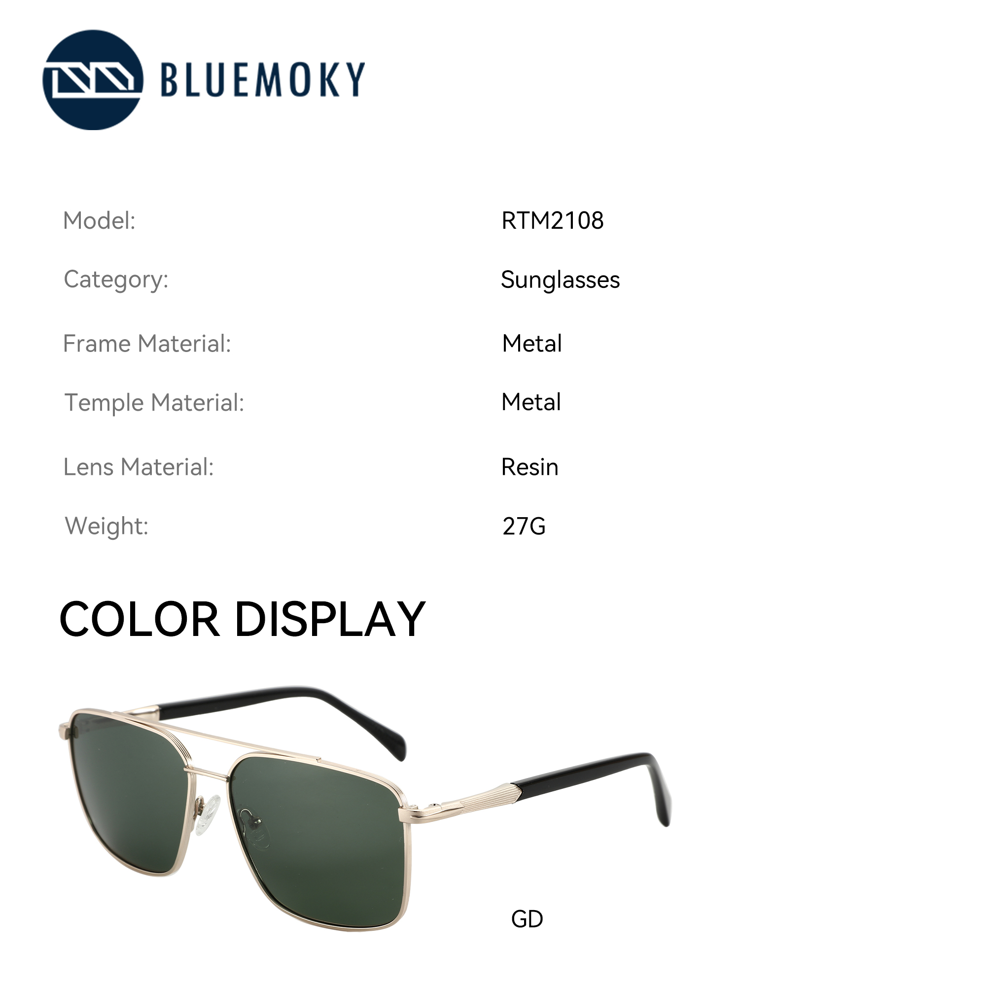 BLUEMOKY L Boyutu Moda Metal A - Sunglasses Aviator Polarized incelemesi ve fiyatı